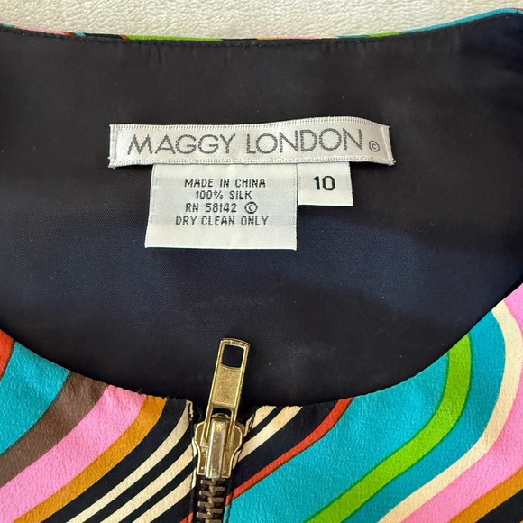 Maggy London 100% Silk Full Zip Jacket Size 10 Blazer Rainbow Swirl EC1 - Picture 2 of 4